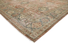 Distressed Antique Persian Tabriz Rug with Rustic Spanish Colonial Style