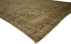 Distressed Antique Persian Tabriz Rug with Rustic English Traditional Style
