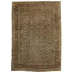 Distressed Antique Persian Tabriz Rug with Traditional Style