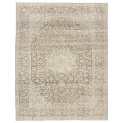 Distressed Antique Persian Tabriz Rug with Warm French Cottage Style