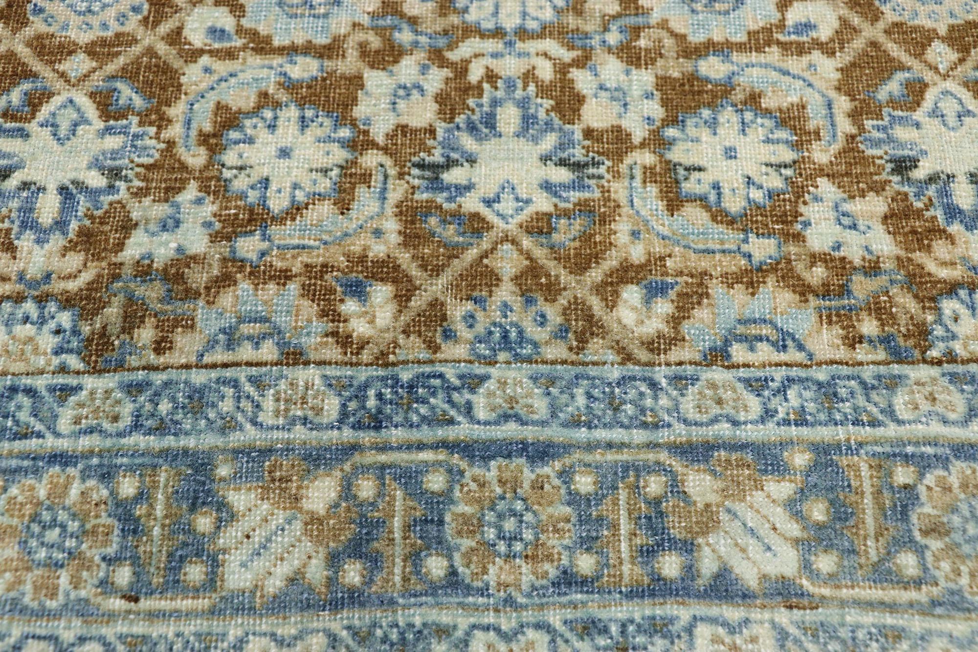 Hand-Knotted Distressed Antique Persian Tabriz Style Runner with Gustavian Style