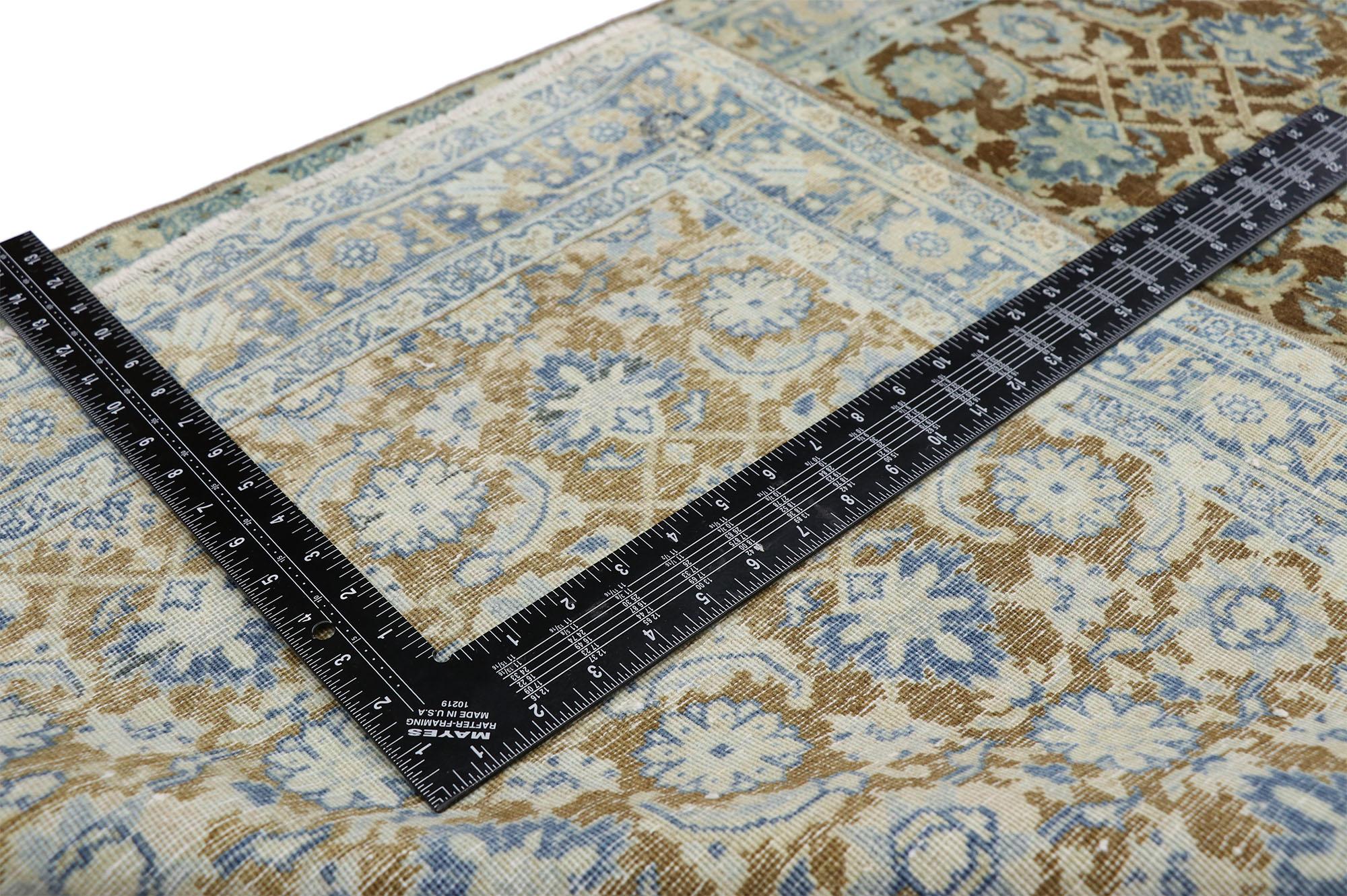 Distressed Antique Persian Tabriz Style Runner with Gustavian Style In Distressed Condition In Dallas, TX