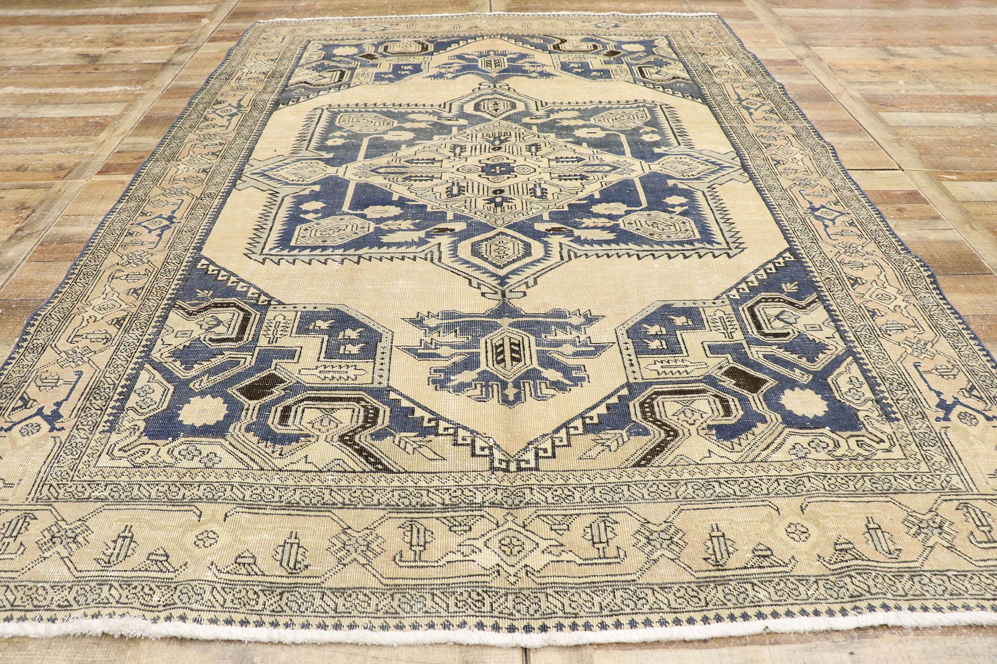 Antique-Worn Persian Viss Rug, Laid-Back Luxury Meets Refined Masculinity  For Sale 2