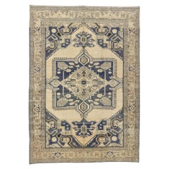 Antique-Worn Persian Viss Rug, Laid-Back Luxury Meets Refined Masculinity 