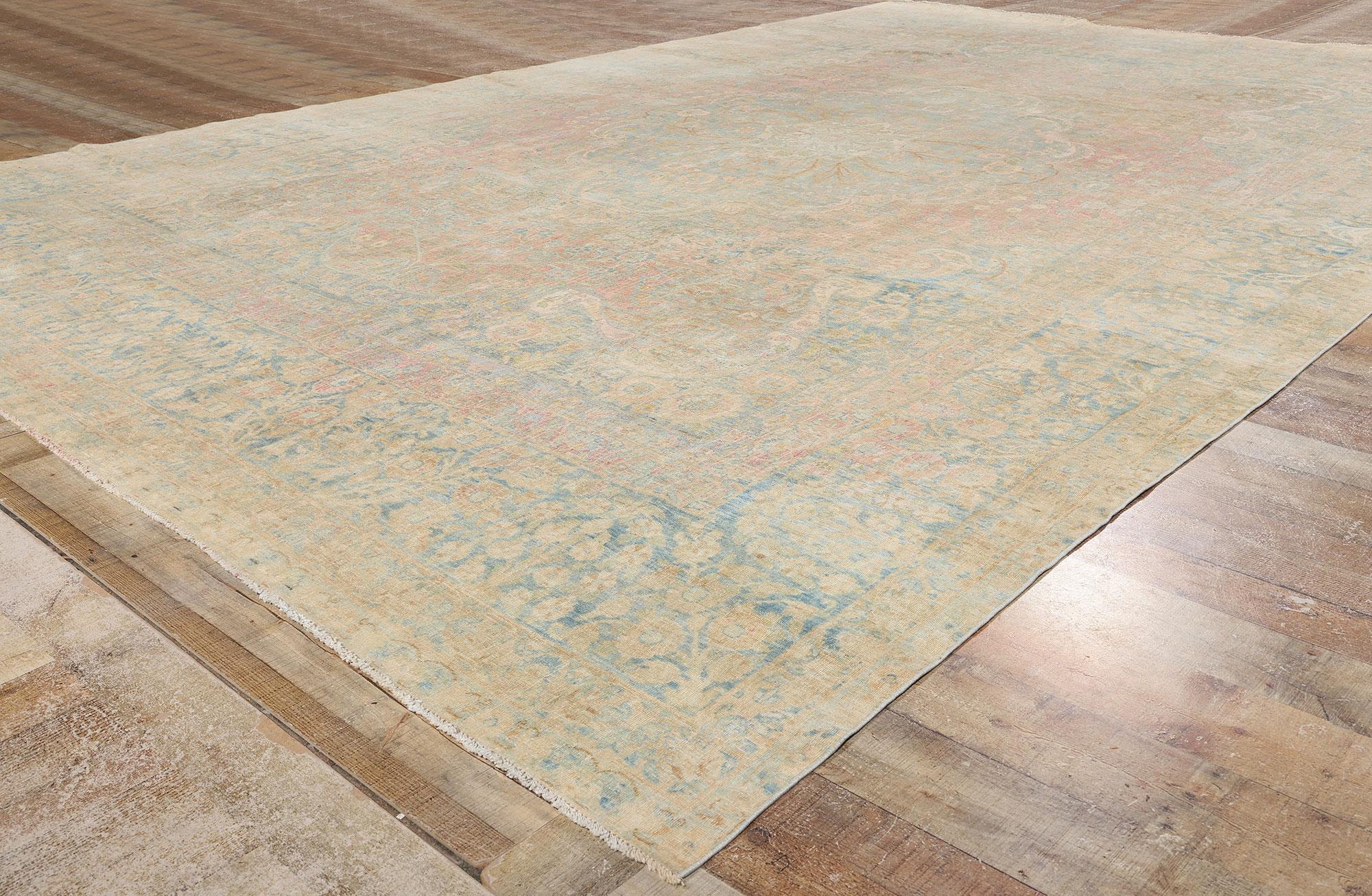 Tappeto antico persiano Yazd con stile rustico Cotswold in vendita 2