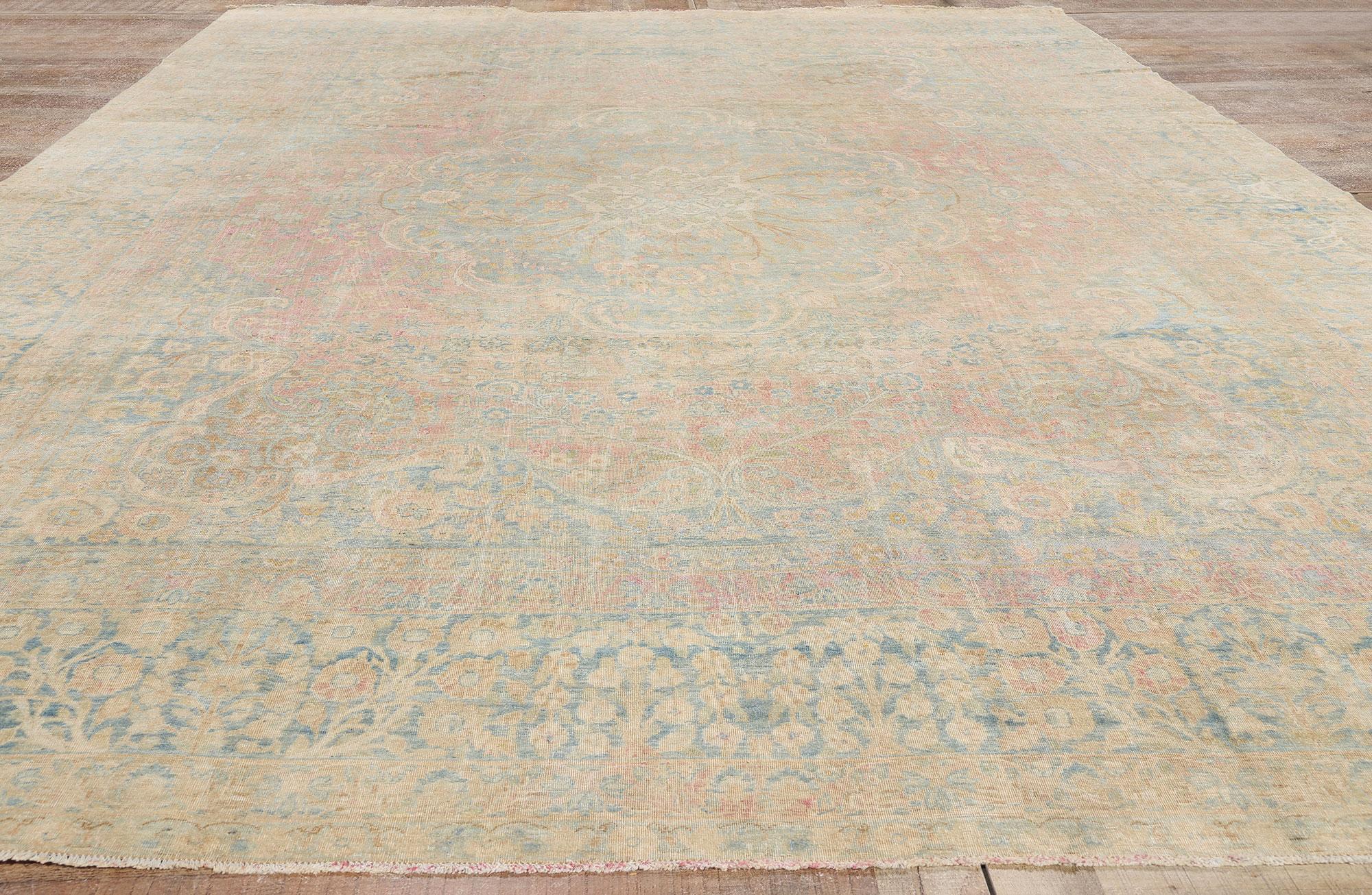 Tappeto antico persiano Yazd con stile rustico Cotswold in vendita 4