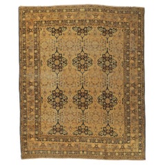 Antiker persischer Yazd-Teppich im rustikalen kunsthandwerklichen Stil im Used-Look