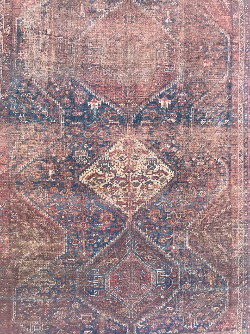 Distressed Antique Shiraz Rug 3