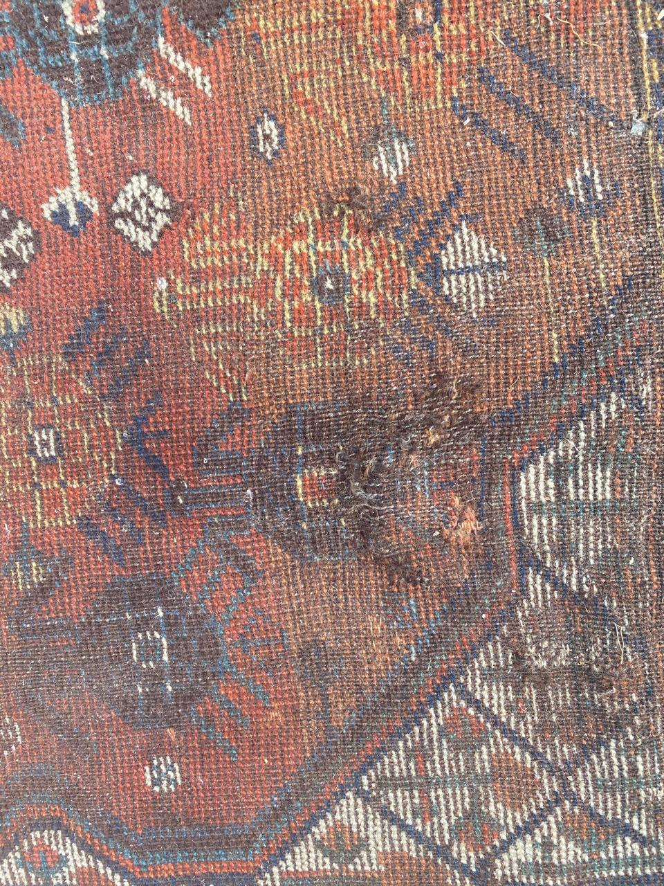 Distressed Antique Shiraz Rug For Sale 3