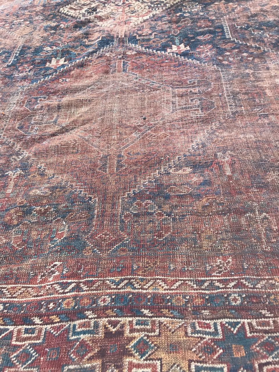 Distressed Antique Shiraz Rug 4