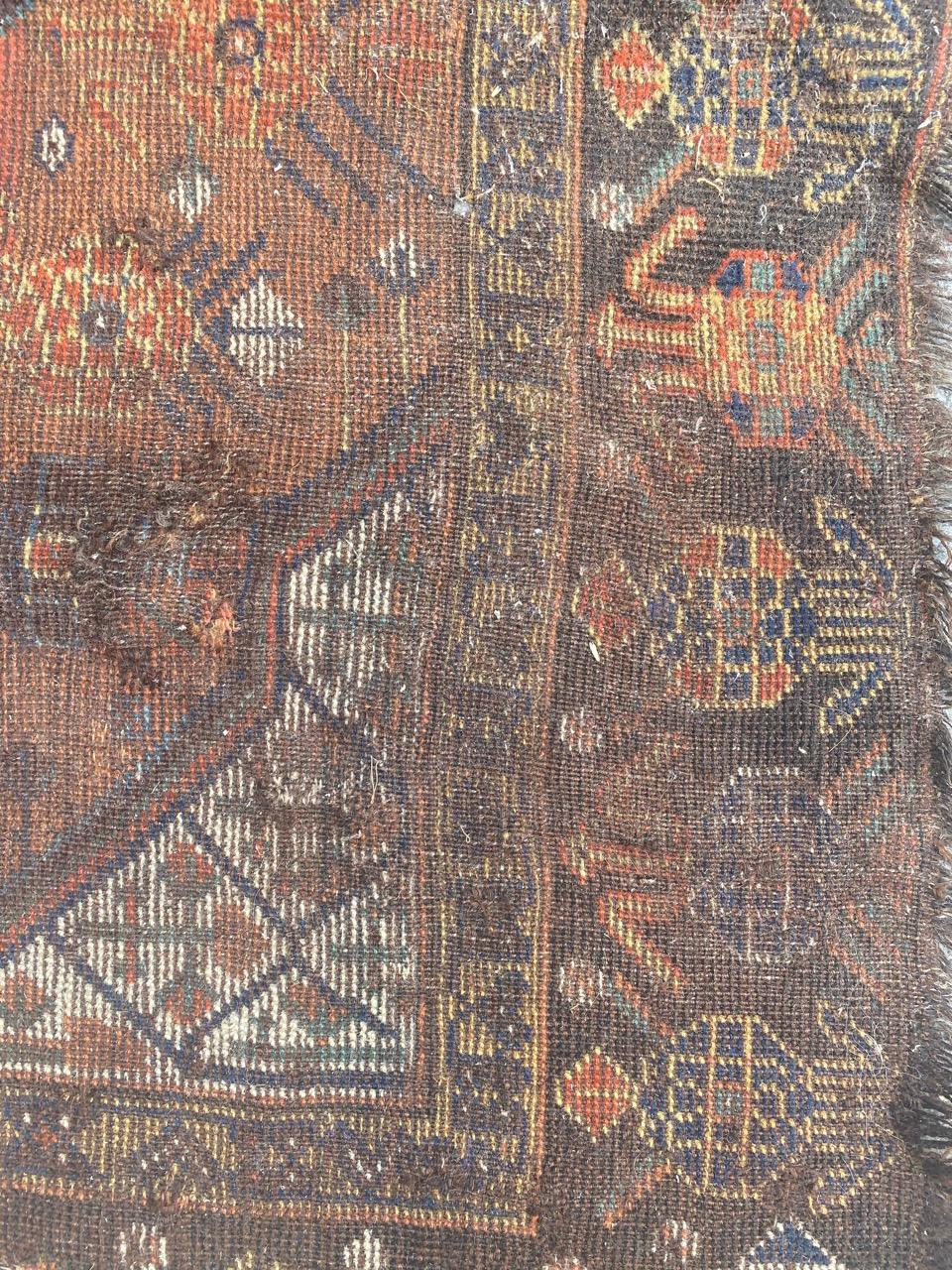 Distressed Antique Shiraz Rug For Sale 4