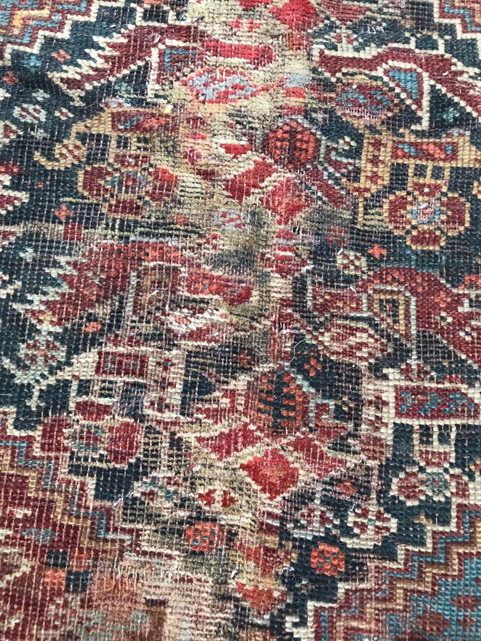 Distressed Antique Shiraz Rug For Sale 5