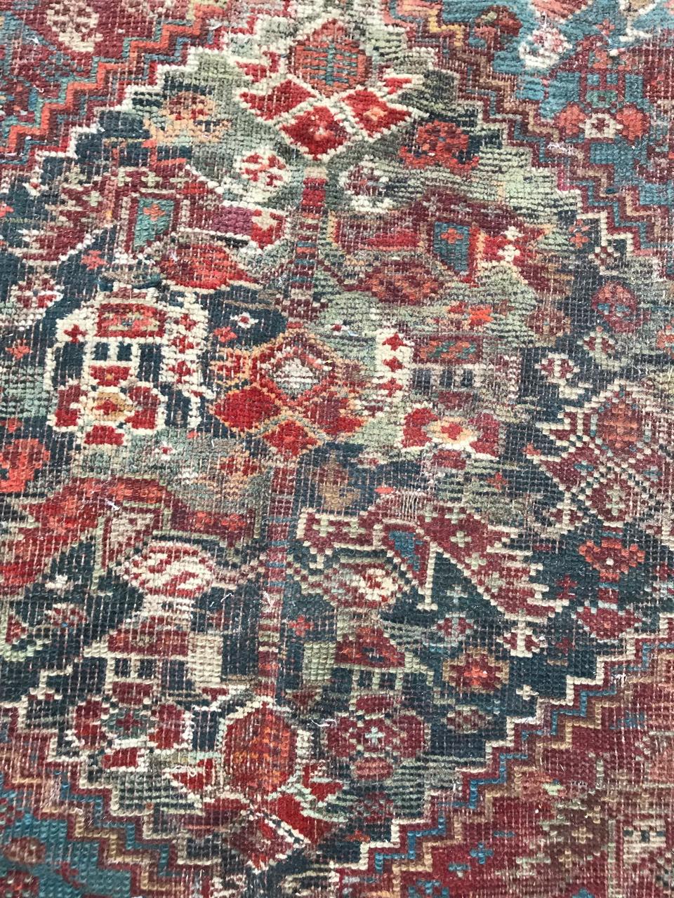 Distressed Antique Shiraz Rug For Sale 6