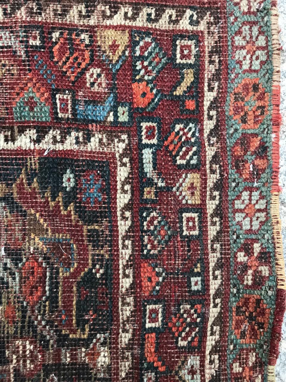 Distressed Antique Shiraz Rug For Sale 9