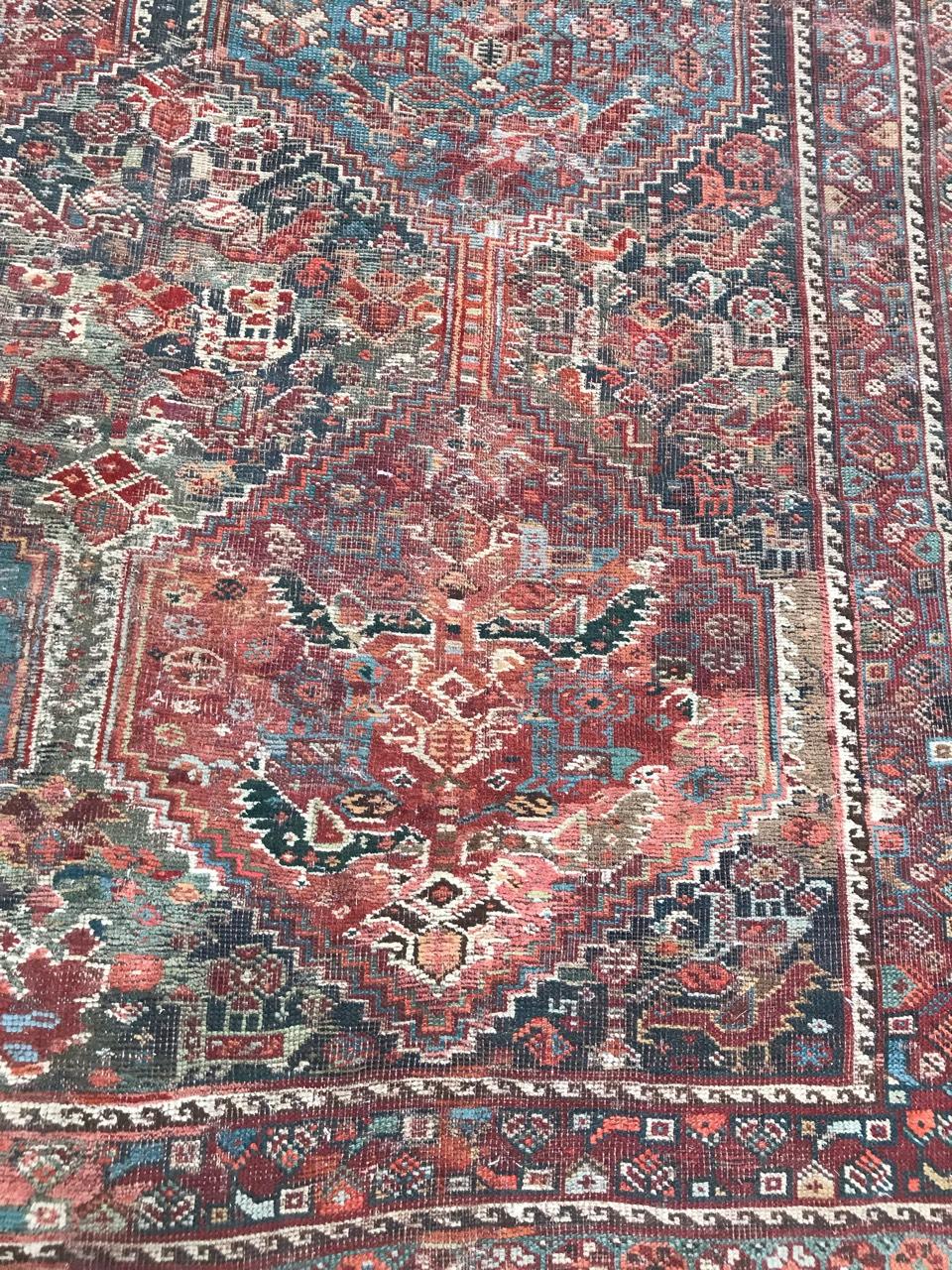 Kazak Distressed Antique Shiraz Rug For Sale
