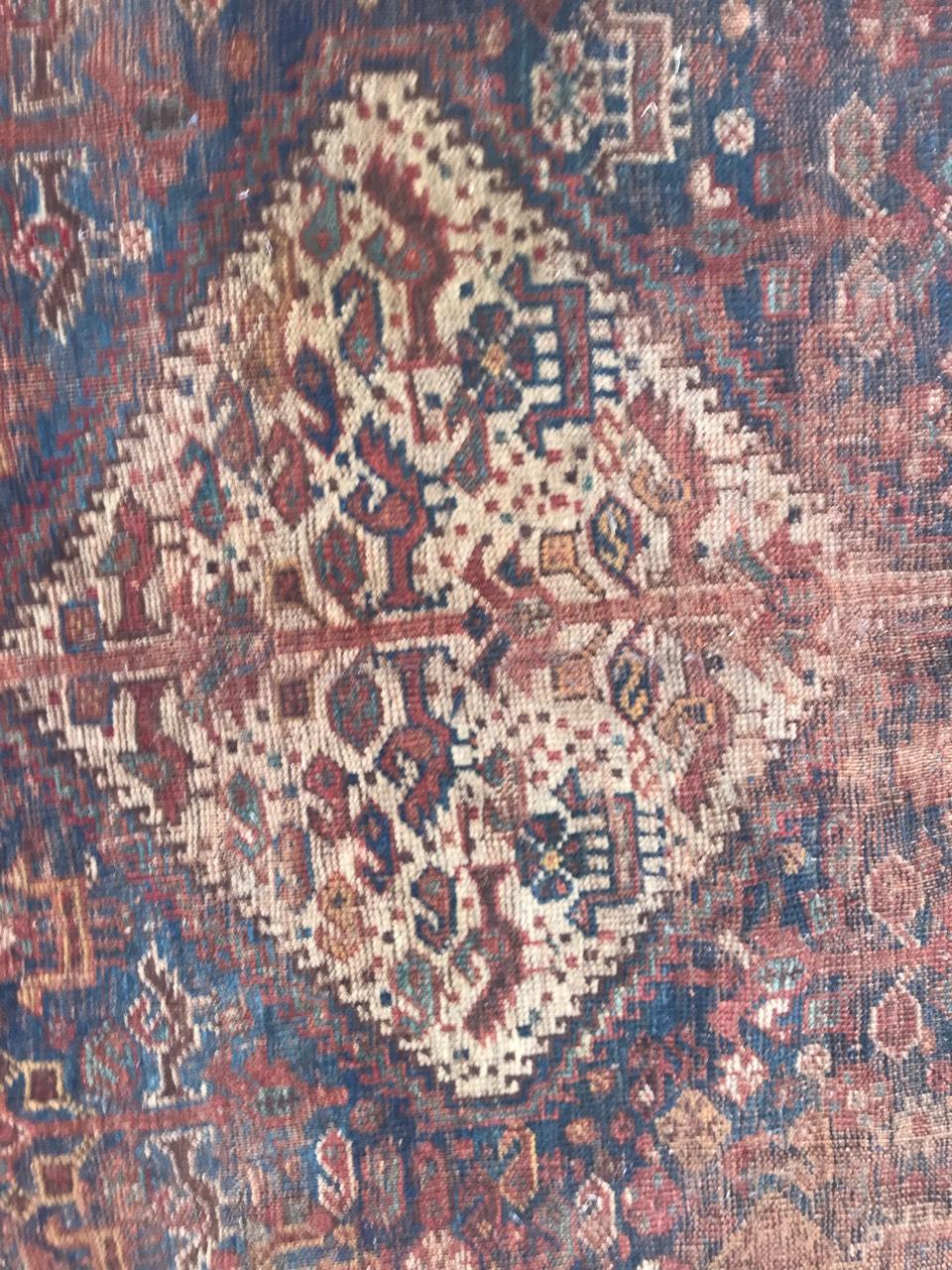 Asian Distressed Antique Shiraz Rug