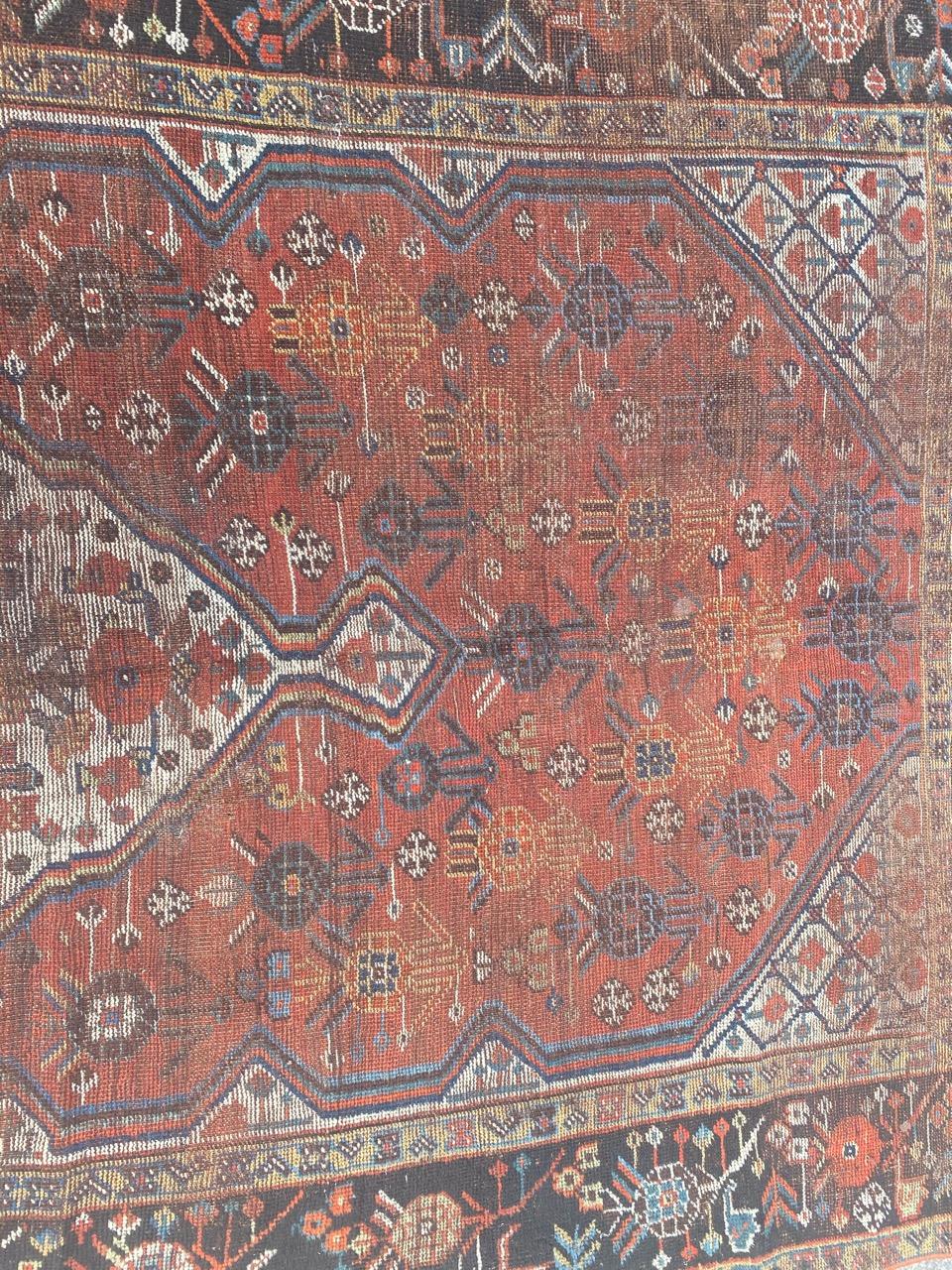 Asian Bobyrug’s Distressed Antique Shiraz Rug For Sale