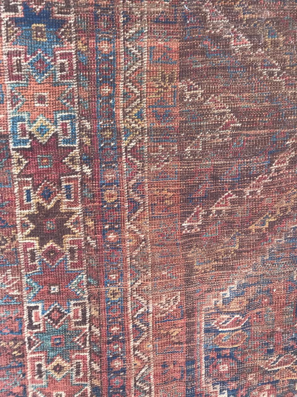 19th Century Distressed Antique Shiraz Rug