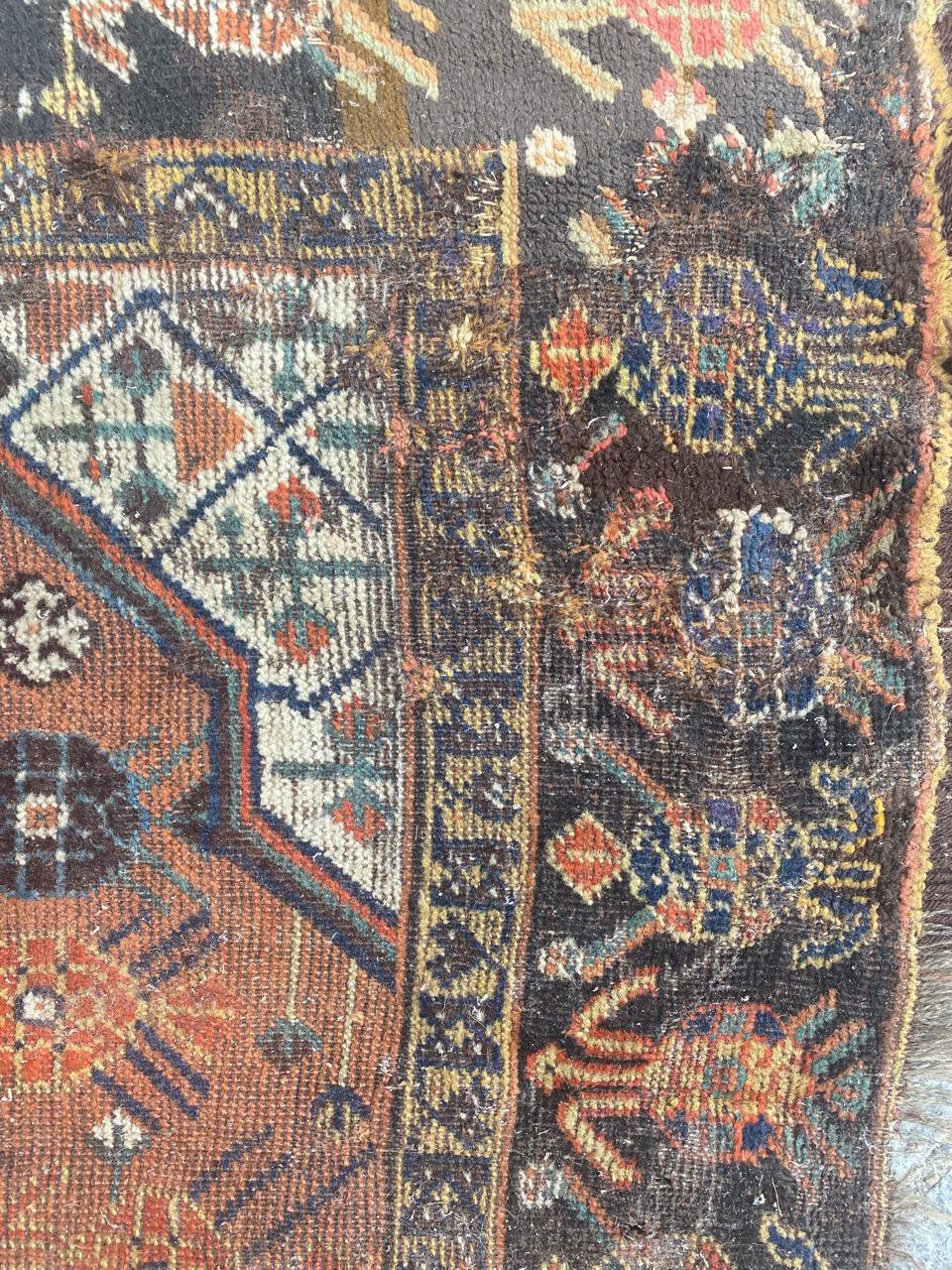 Bobyrug’s Distressed Antique Shiraz Rug For Sale 1