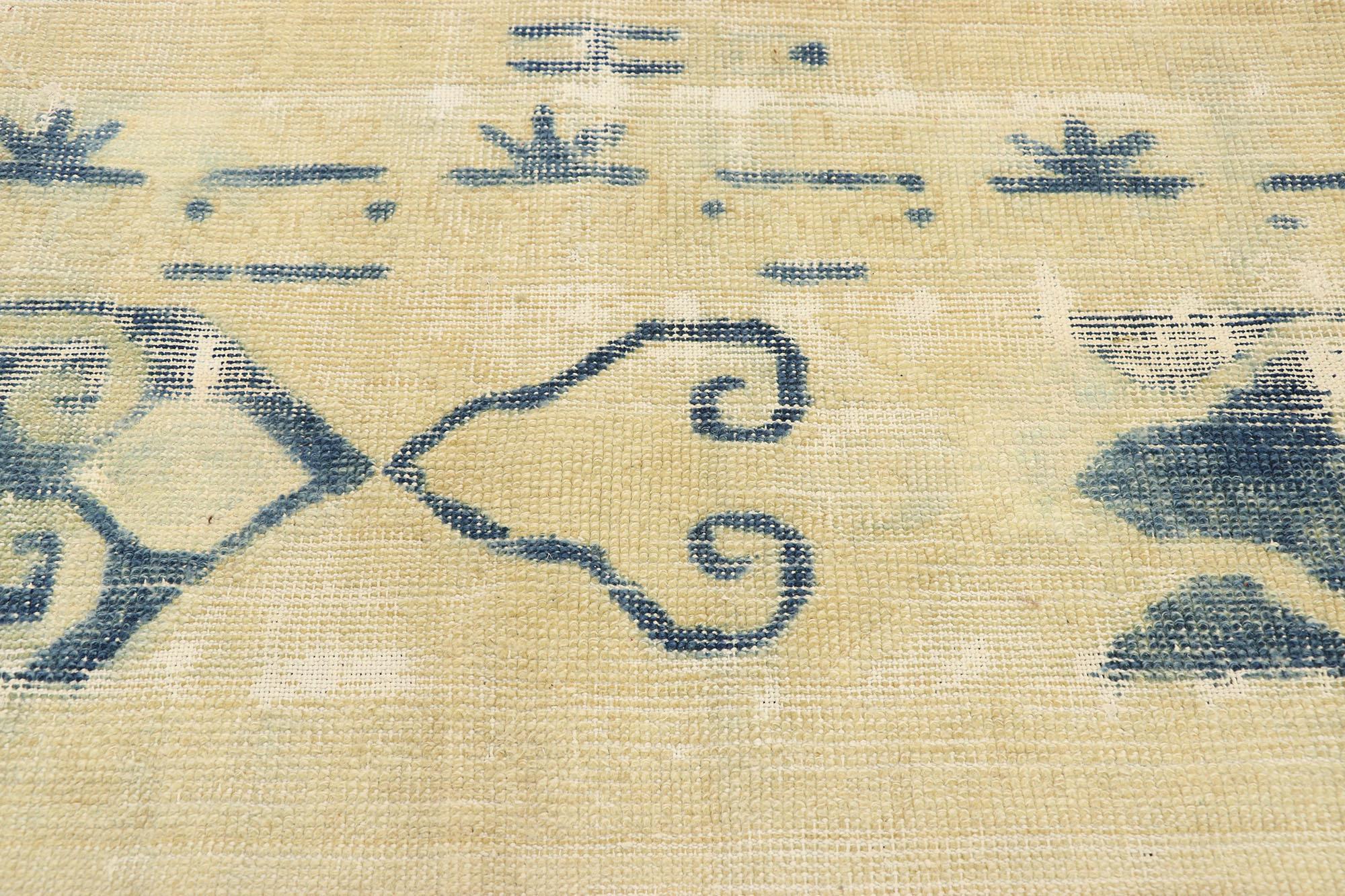 Ancien tapis turc Oushak en détresse avec un style grec moderne et méditerranéen Abîmé - En vente à Dallas, TX
