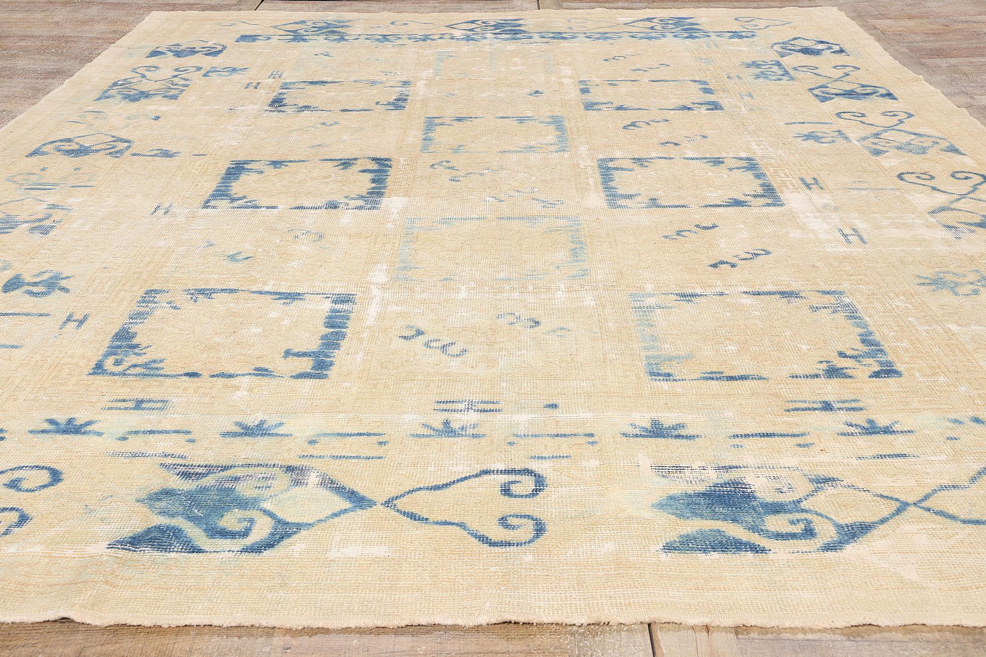 Tappeto antico turco Oushak con stile moderno e greco mediterraneo in vendita 1
