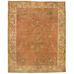 Distressed Antique Turkish Oushak Area Rug with Rustic Neoclassical Style