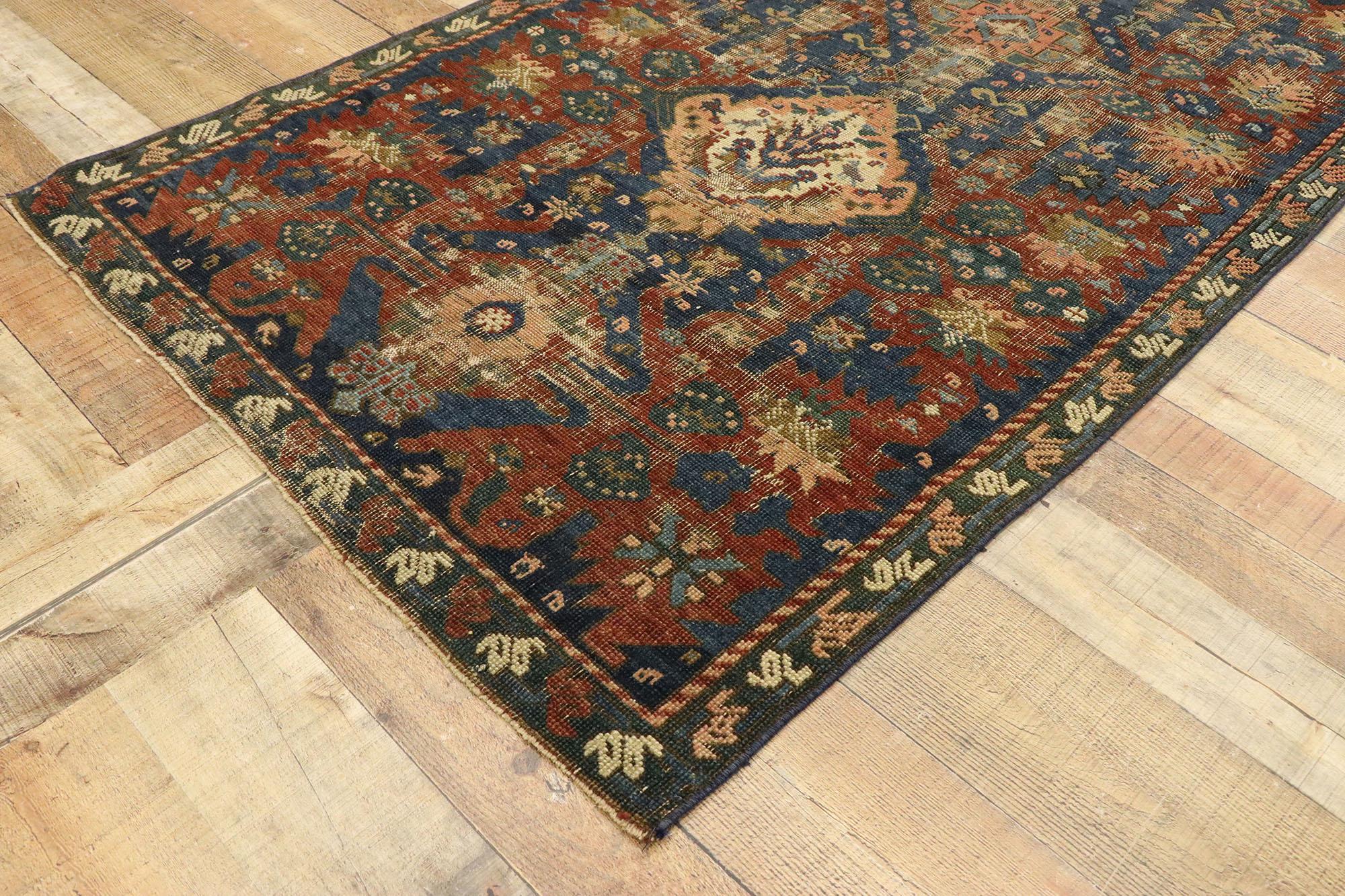 Distressed Antique Turkish Oushak Rug with Modern Rustic Industrial Style For Sale 1