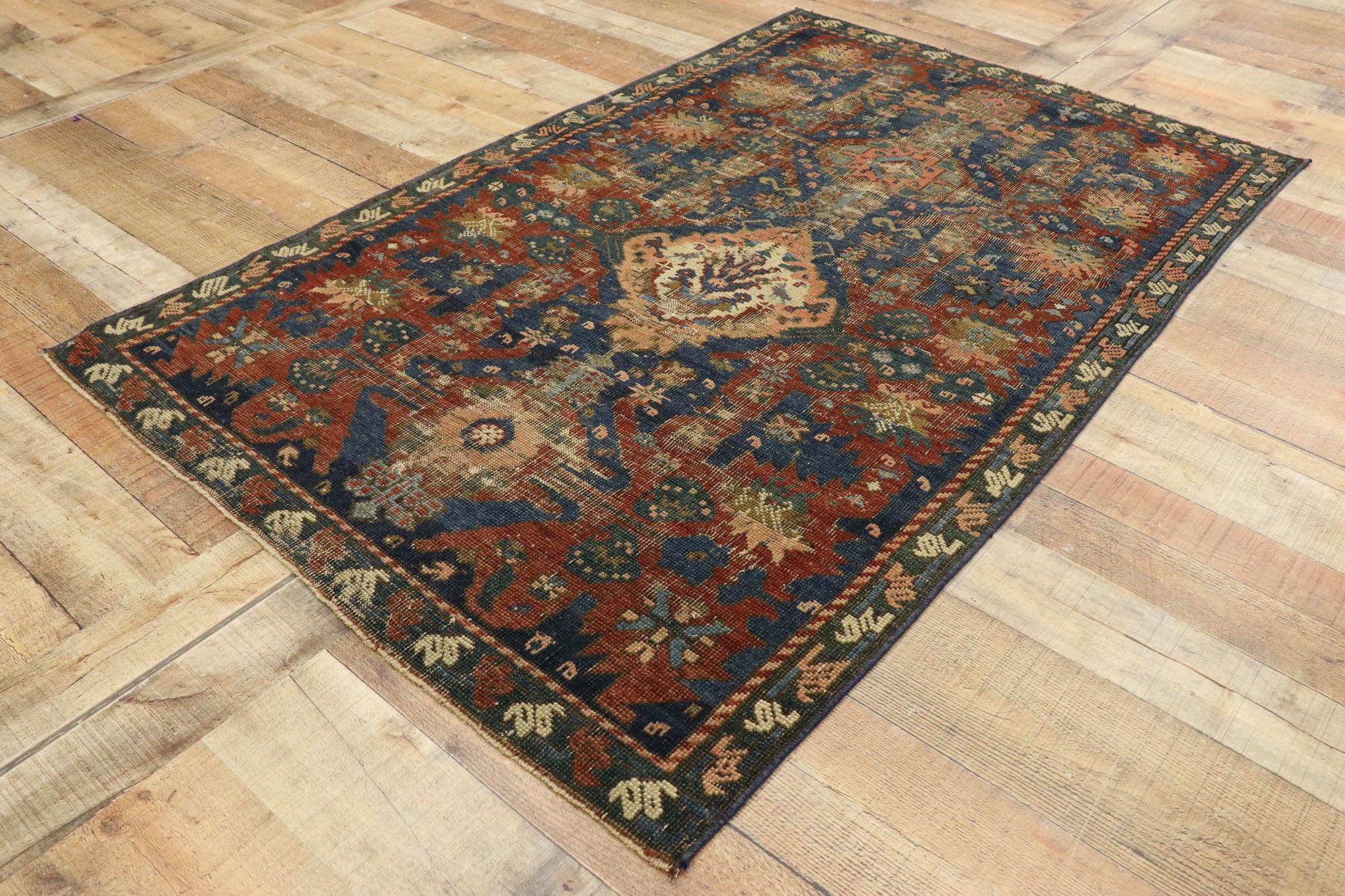 Distressed Antique Turkish Oushak Rug with Modern Rustic Industrial Style For Sale 3