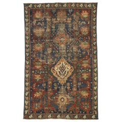 Distressed Antique Turkish Oushak Rug with Modern Rustic Industrial Style