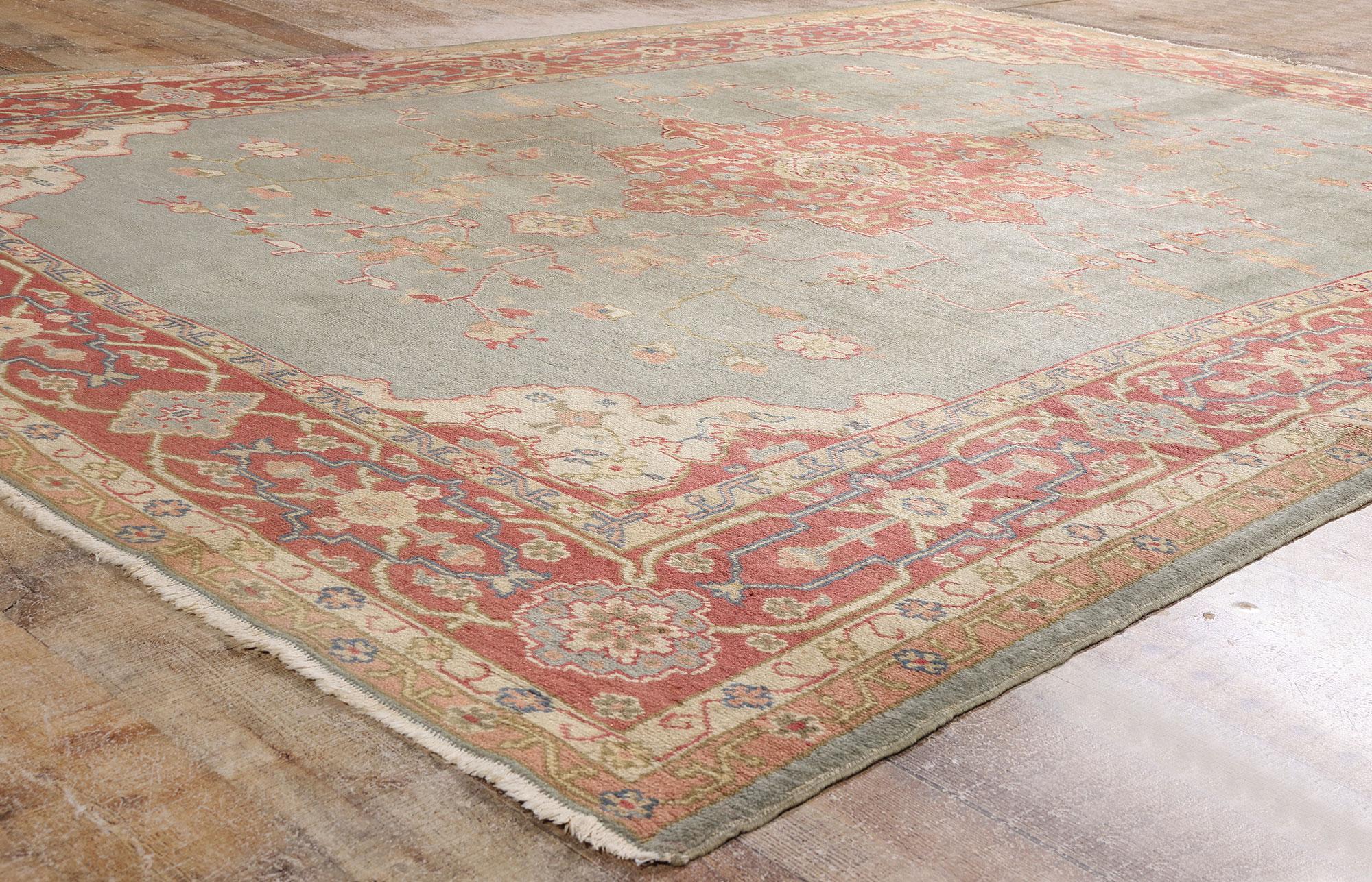 Turco Tappeto antico turco Oushak con stile rustico georgiano e artigianale in vendita