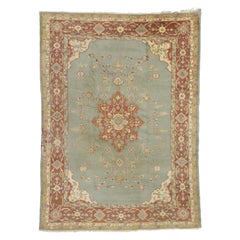 Tapis turc antique Oushak avec style géorgien rustique Arts & Crafts