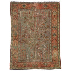 Distressed Antique Turkish Oushak Rug with Tree of Life Design