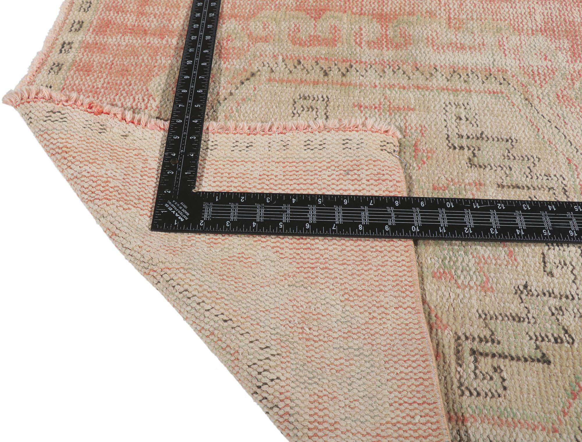 20th Century Distressed Antique-Worn Turkish Oushak Rug, Weathered Finesse Meets Global Chic For Sale