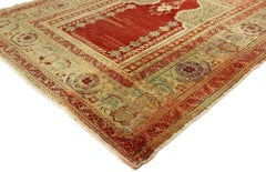 Distressed Antique Turkish Sivas Prayer Rug with Niche Mihrab and Chandelier