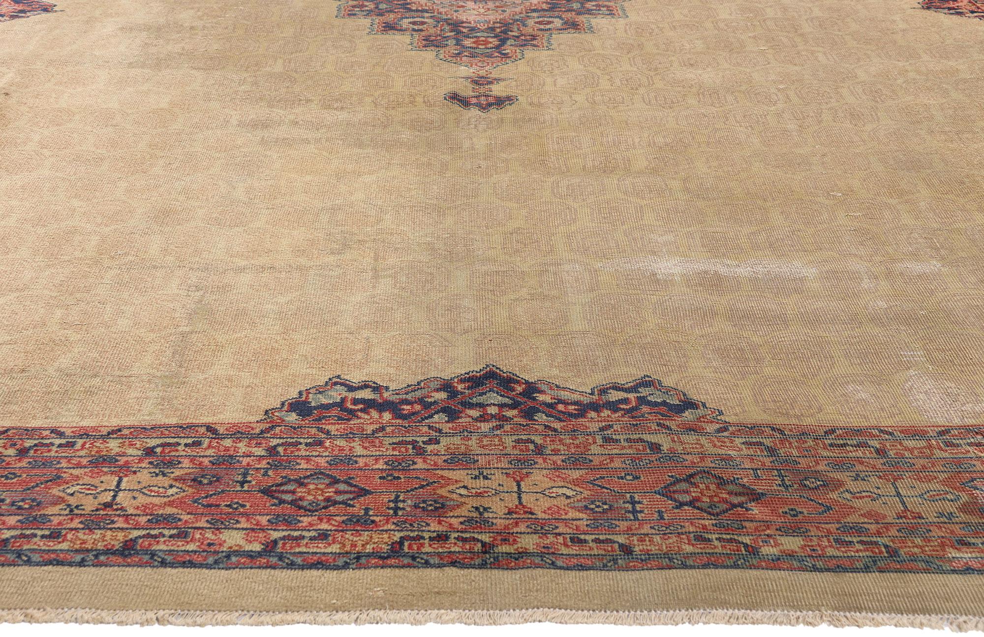 Annodato a mano Tappeto Sivas Turco Antico Distrutto, 09'05 X 13'05 in vendita
