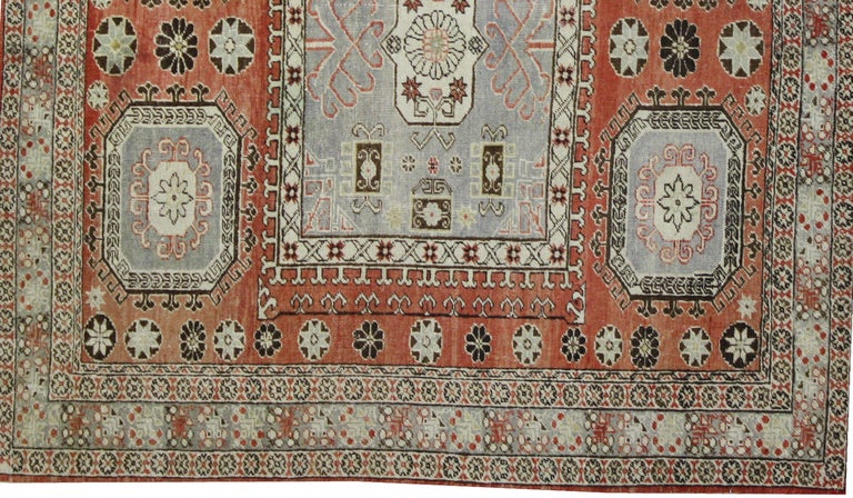 Wool Distressed Antique Turkish Sivas Rug with Modern Rustic Style, Square Accent Rug For Sale