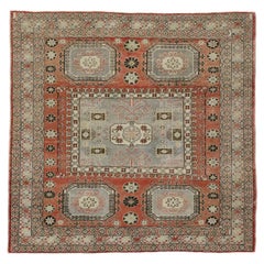 Tapis turc Sivas ancien vieilli de style rustique moderne, tapis carré d'appoint