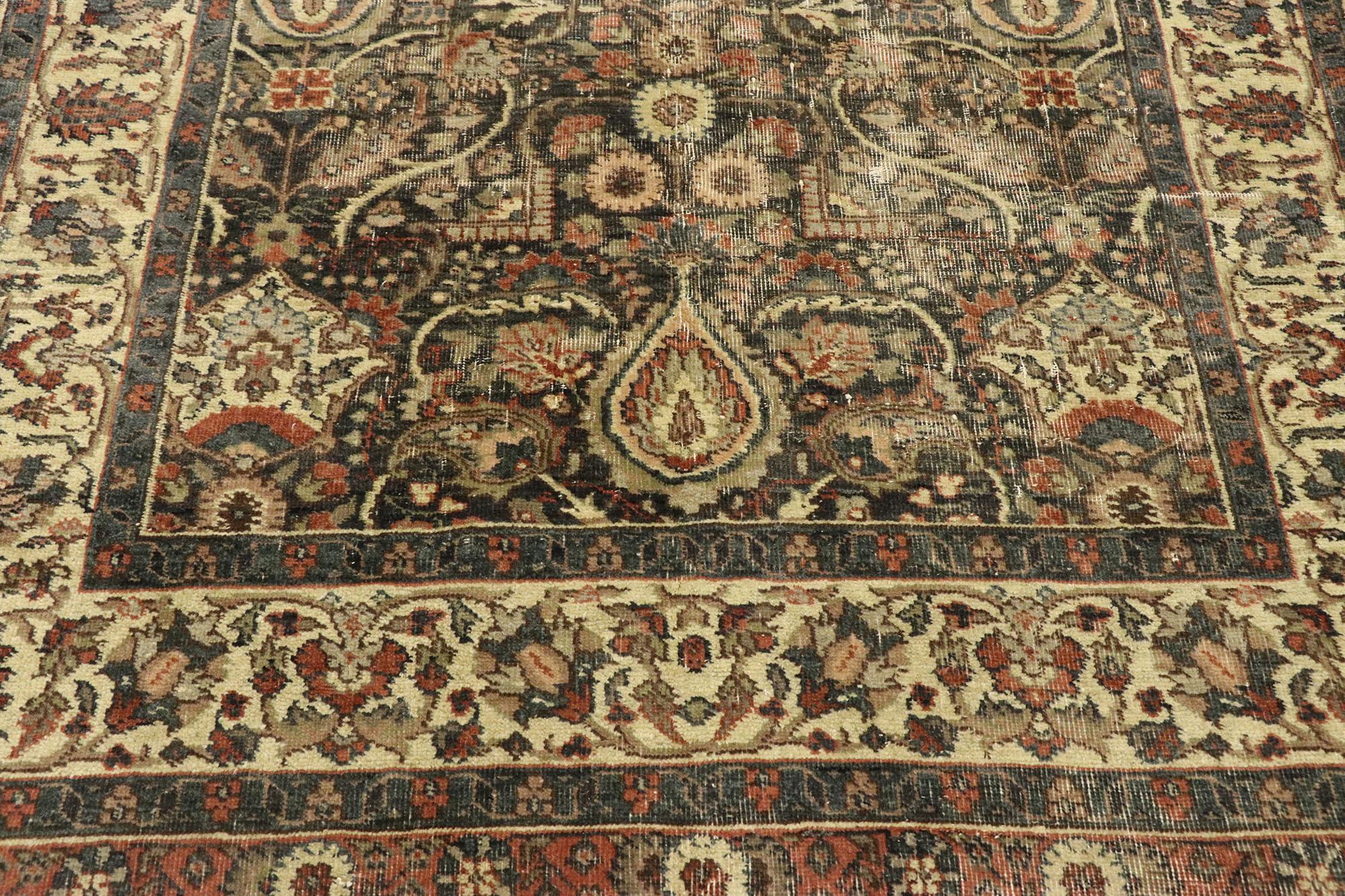 Industrial Distressed Antique Turkish Sivas Rug with Rustic Belgian Style For Sale