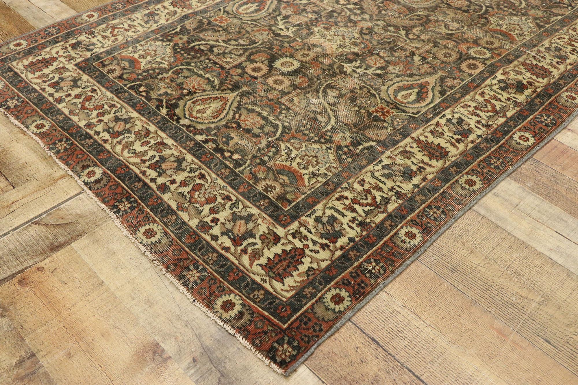 20th Century Distressed Antique Turkish Sivas Rug with Rustic Belgian Style For Sale