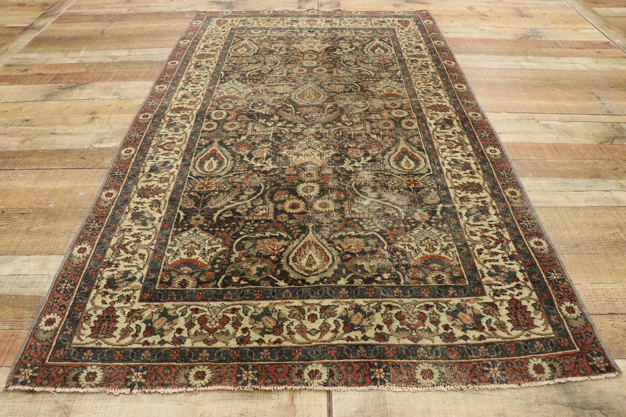 Distressed Antique Turkish Sivas Rug with Rustic Belgian Style For Sale 1