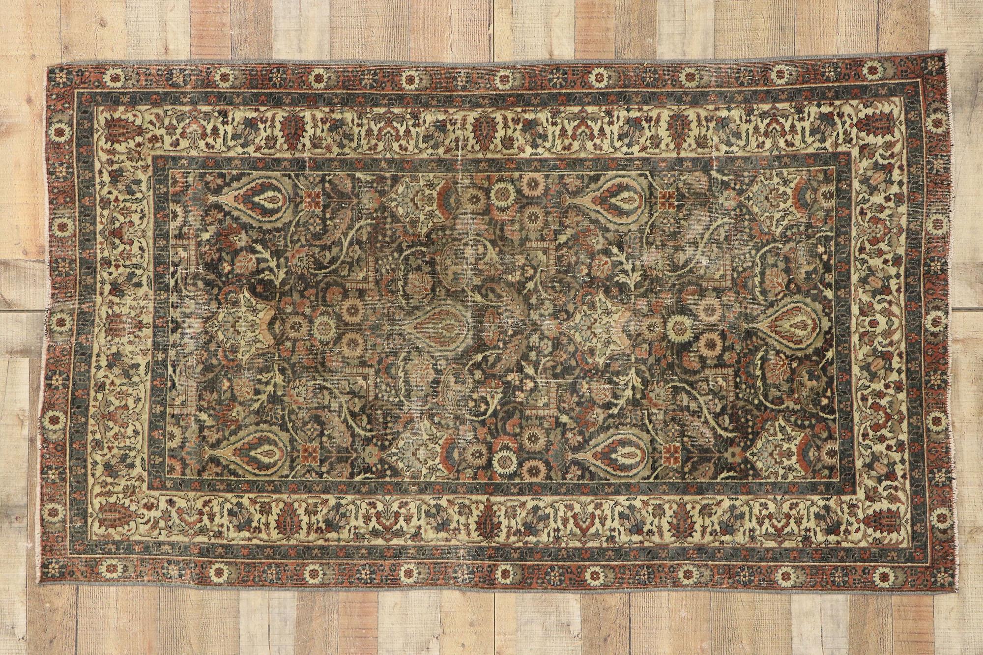 Distressed Antique Turkish Sivas Rug with Rustic Belgian Style For Sale 2