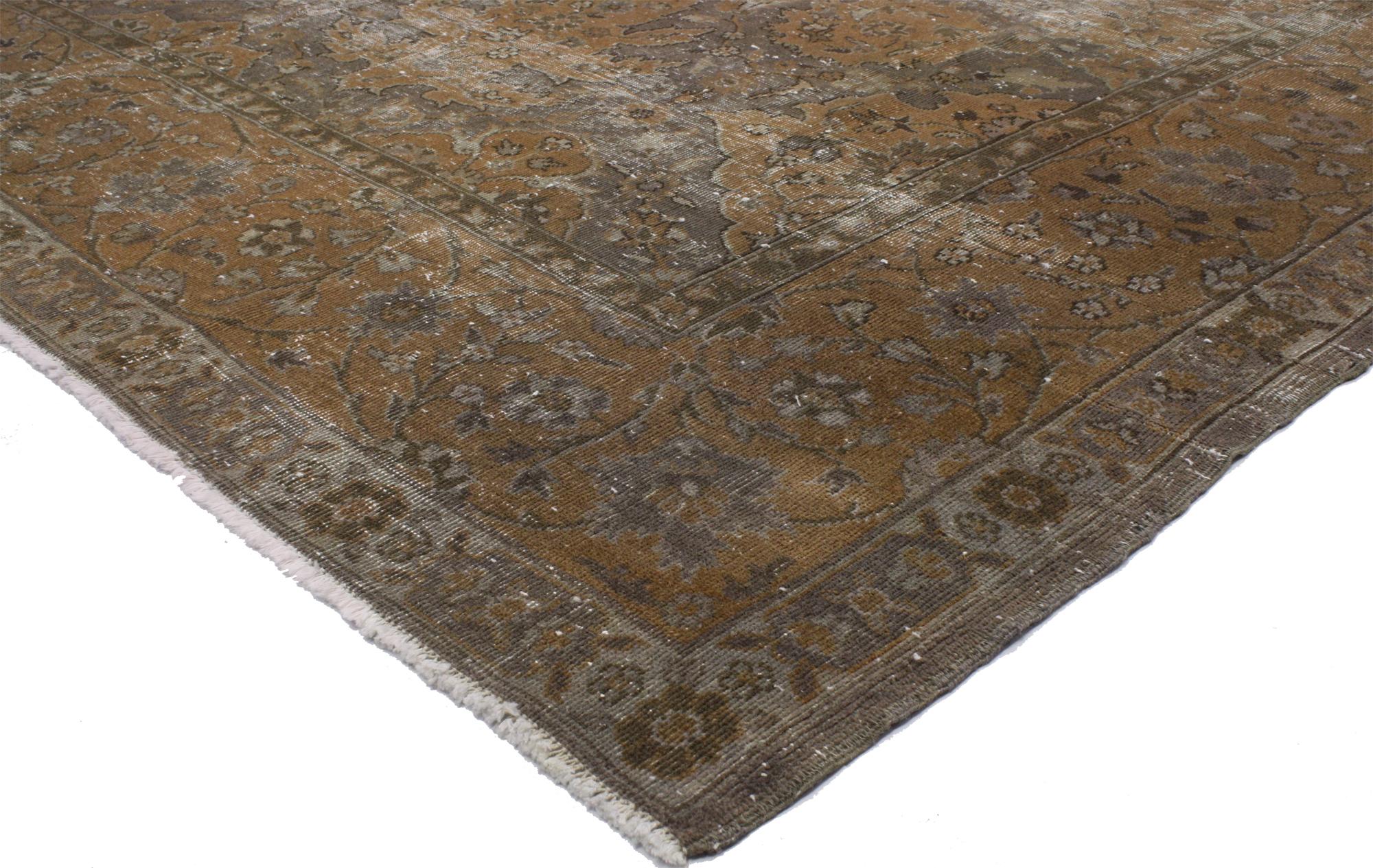 Distressed Antique Turkish Sparta Area Rug with Industrial Machine Age Style 1