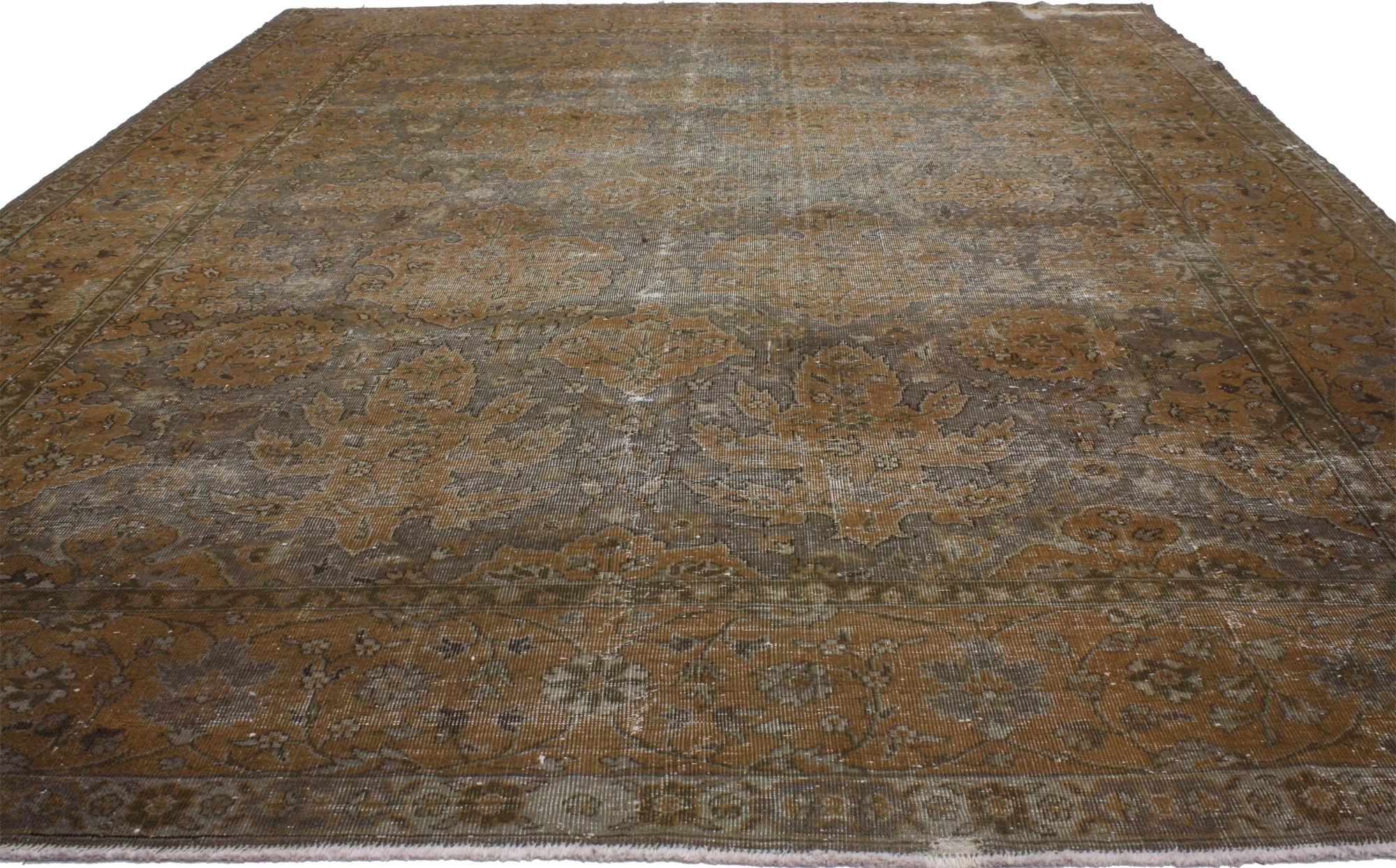 Distressed Antique Turkish Sparta Area Rug with Industrial Machine Age Style 2
