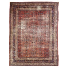 Distressed Antique Turkish Sparta Large Area Rug with Rustic English Manor Style