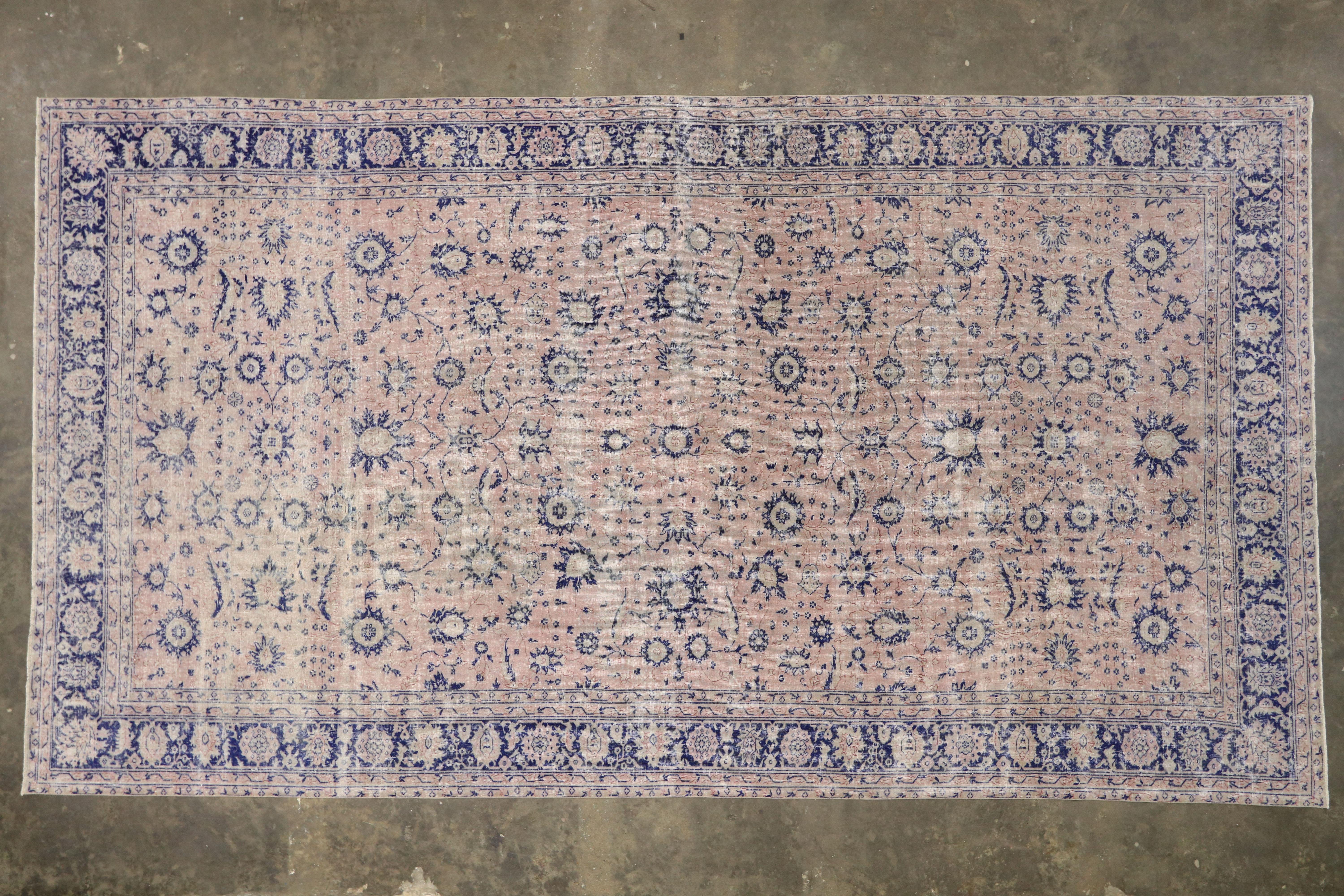 Distressed Antique Turkish Sparta Palace Rug with French Provincial Style For Sale 1