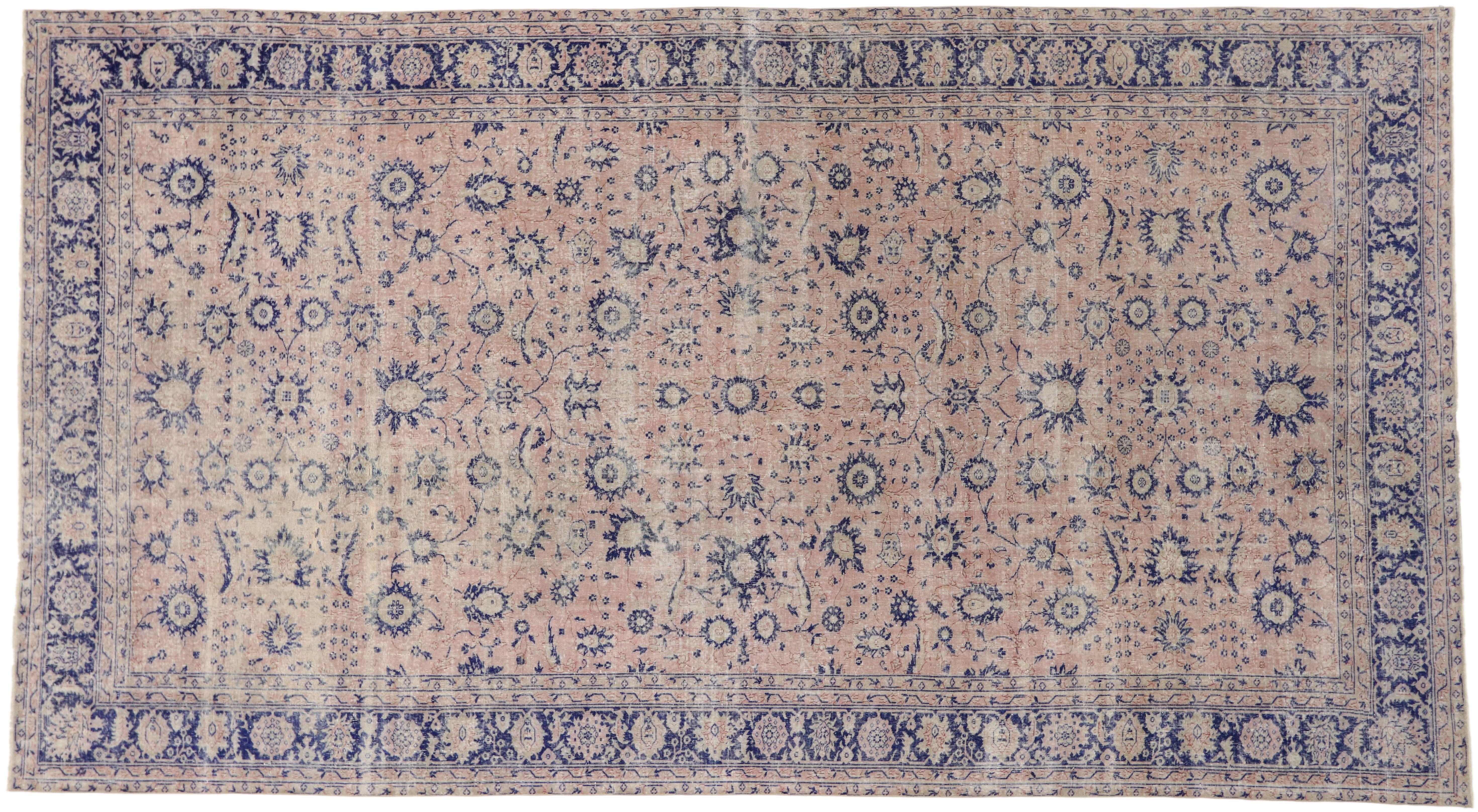 Distressed Antique Turkish Sparta Palace Rug with French Provincial Style For Sale 2