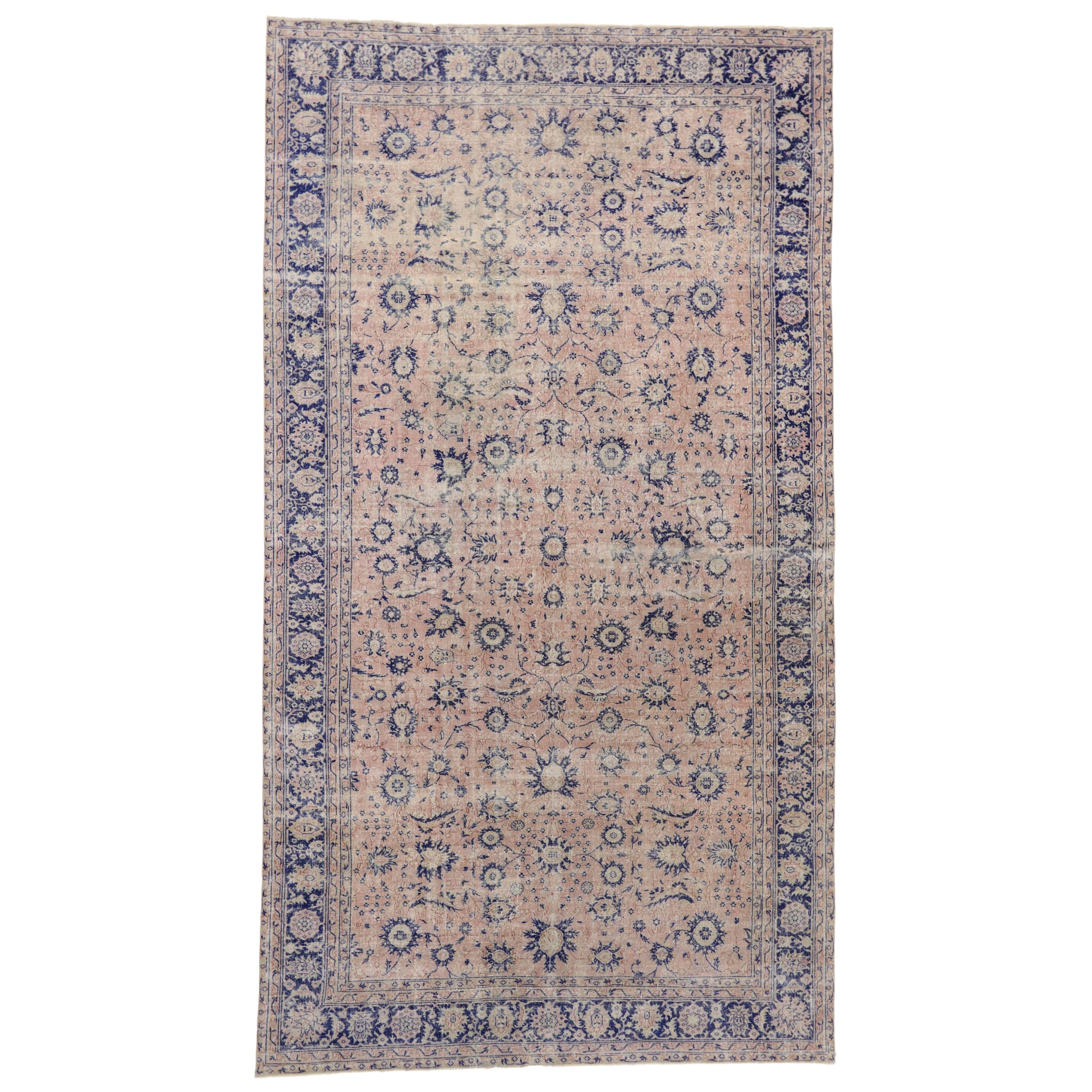 Distressed Antique Turkish Sparta Palace Rug with French Provincial Style For Sale