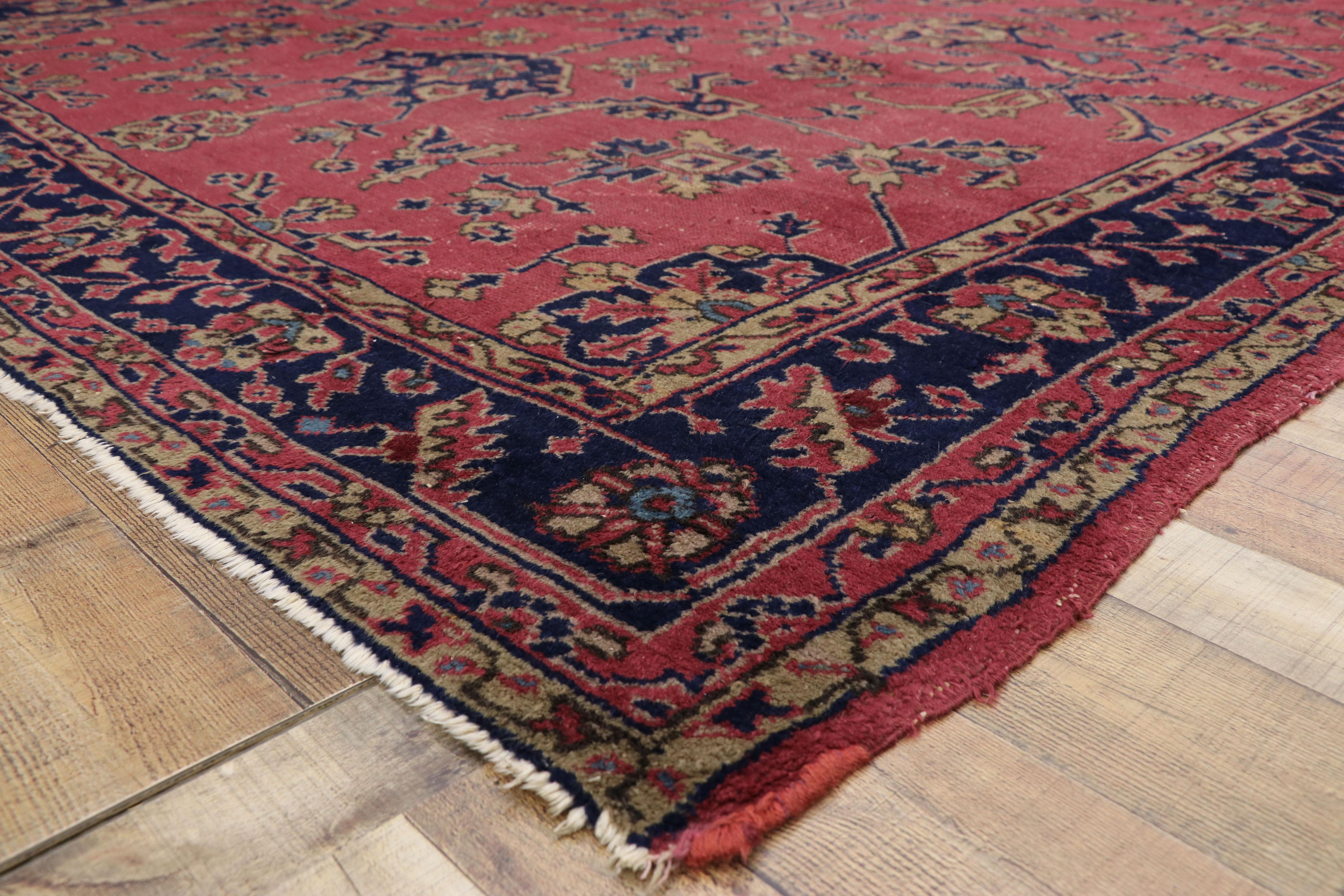 Wool Distressed Antique Turkish Sparta Rug with Industrial Romantic Venetian Style