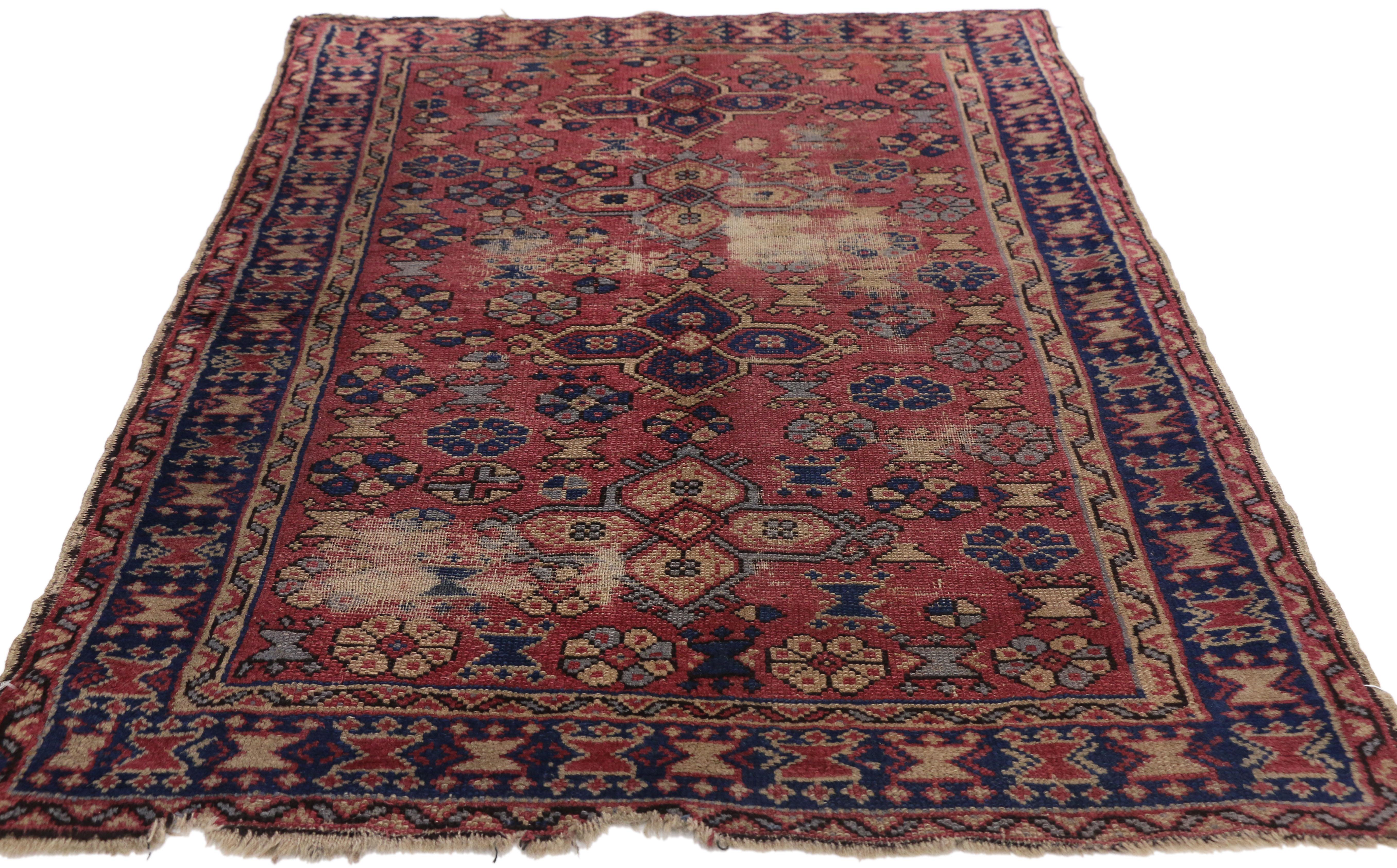 Persian Distressed Antique Turkish Sparta Rug with Industrial Rustic Artisan Style