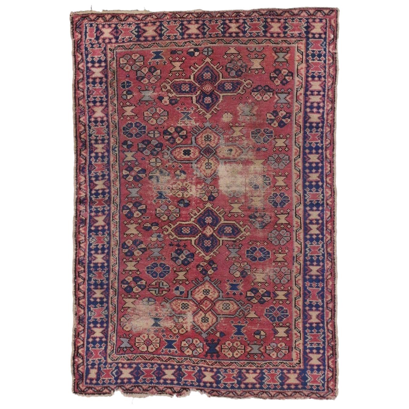 Distressed Antique Turkish Sparta Rug with Industrial Rustic Artisan Style
